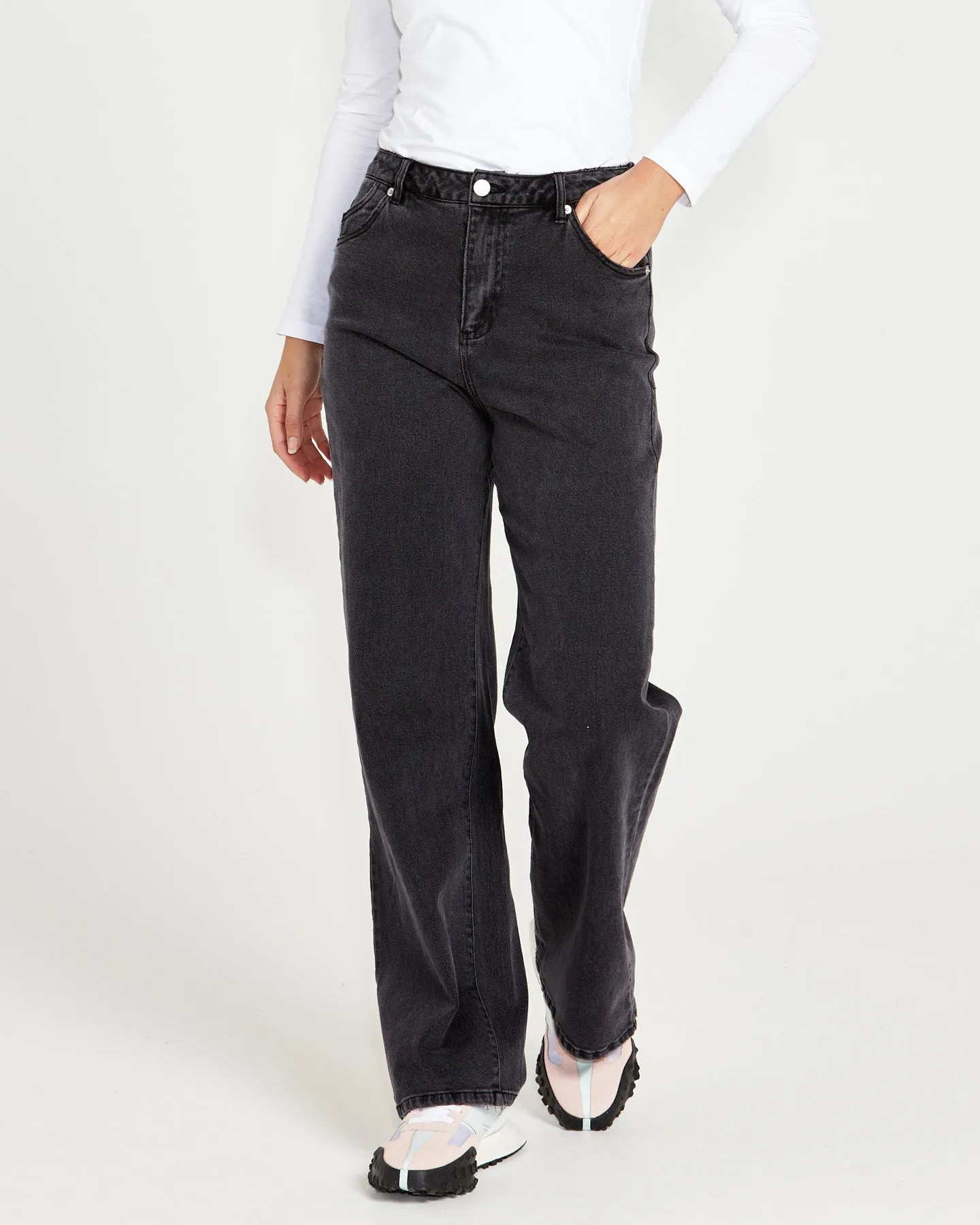 Emerald High Waisted Wide Leg Jeans - 82 Wash Black