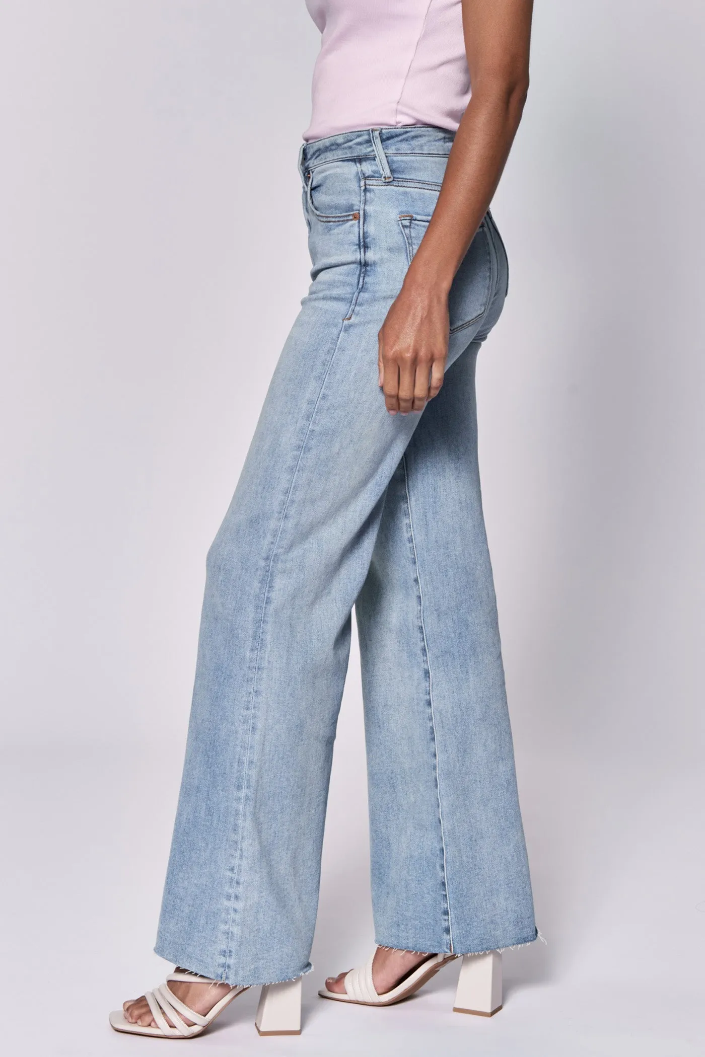 FIONA HIGH RISE FULL INSEAM CUT OFF HEM JEANS MONTILLA
