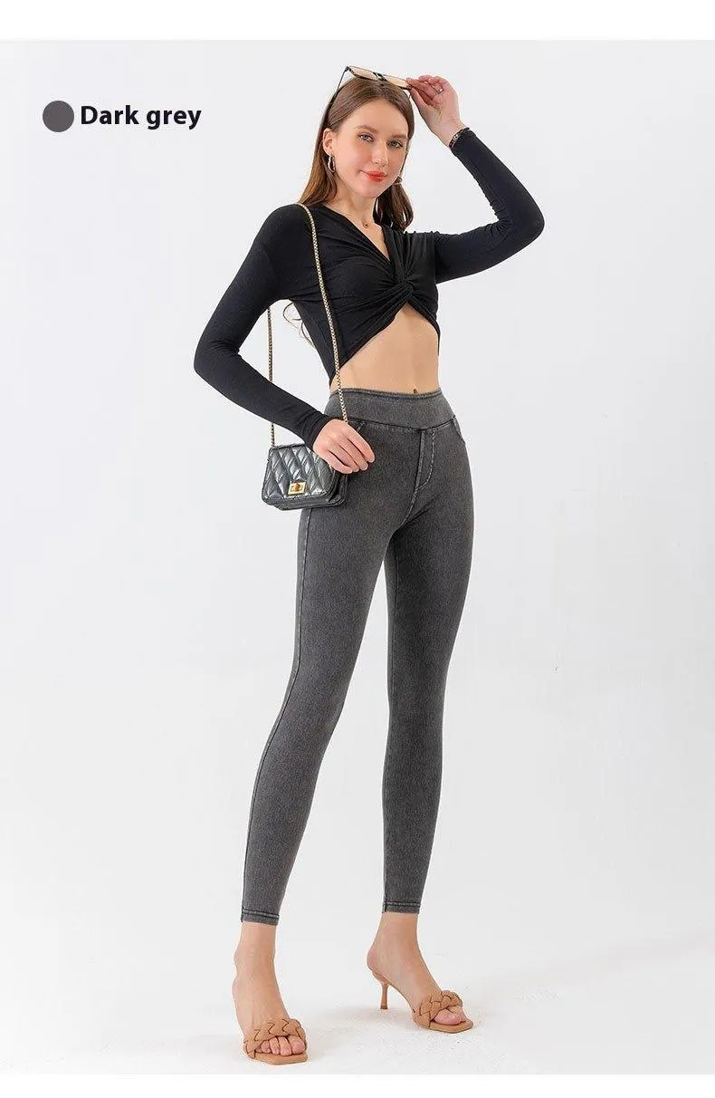 High Waist Stretch Denim Jeans for Women – Perfect for Yoga, Fitness, and Casual Wear