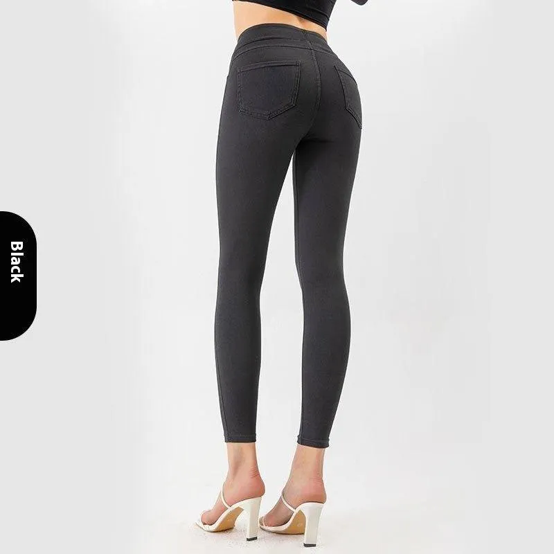 High Waist Stretch Denim Jeans for Women – Perfect for Yoga, Fitness, and Casual Wear