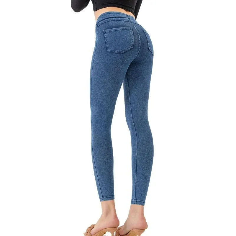 High Waist Stretch Denim Jeans for Women – Perfect for Yoga, Fitness, and Casual Wear