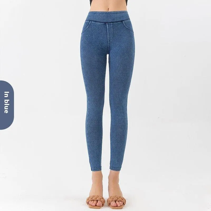 High Waist Stretch Denim Jeans for Women – Perfect for Yoga, Fitness, and Casual Wear