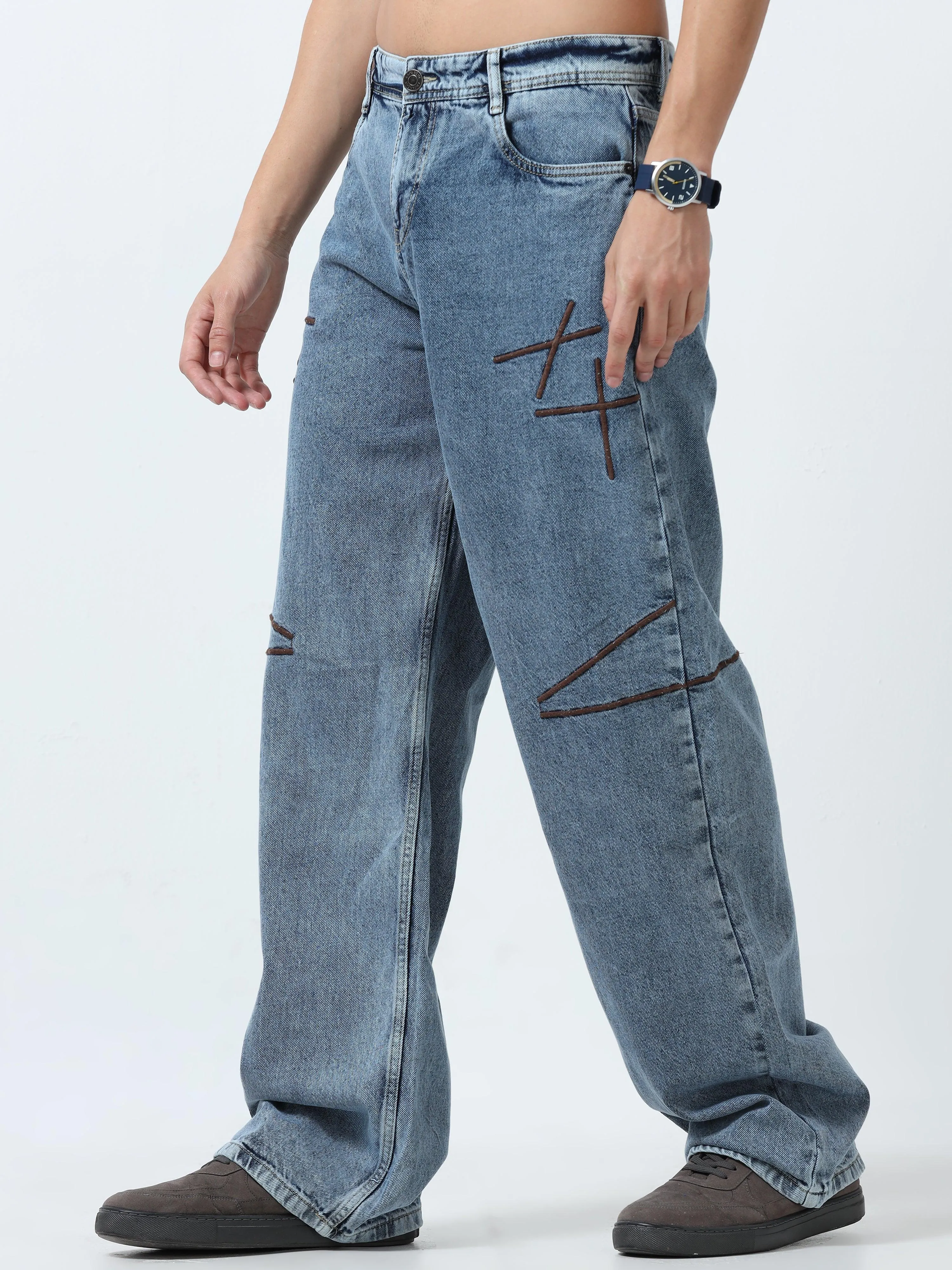 Imogen - Embroidered Loose fit Jeans - Blue