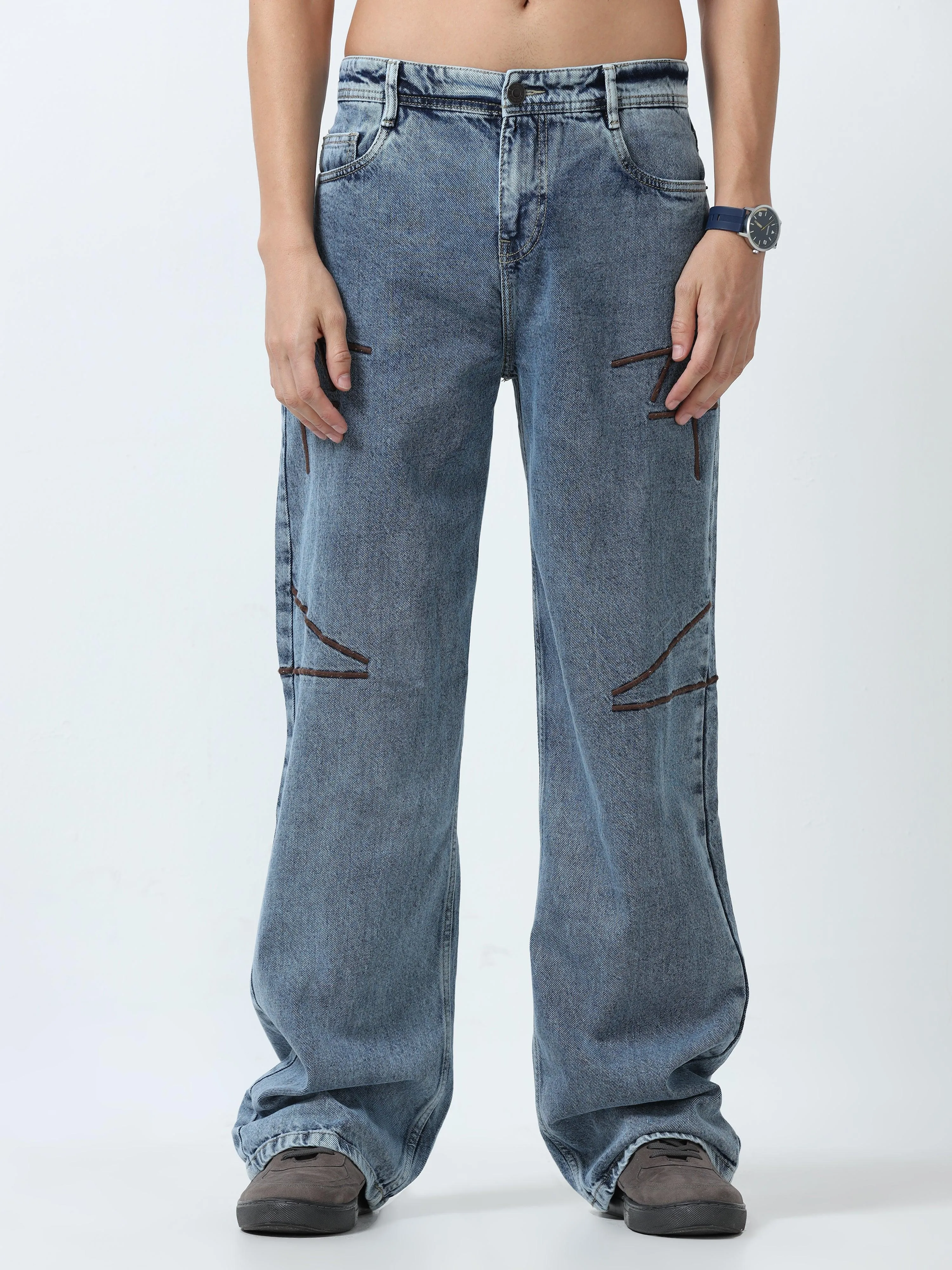 Imogen - Embroidered Loose fit Jeans - Blue