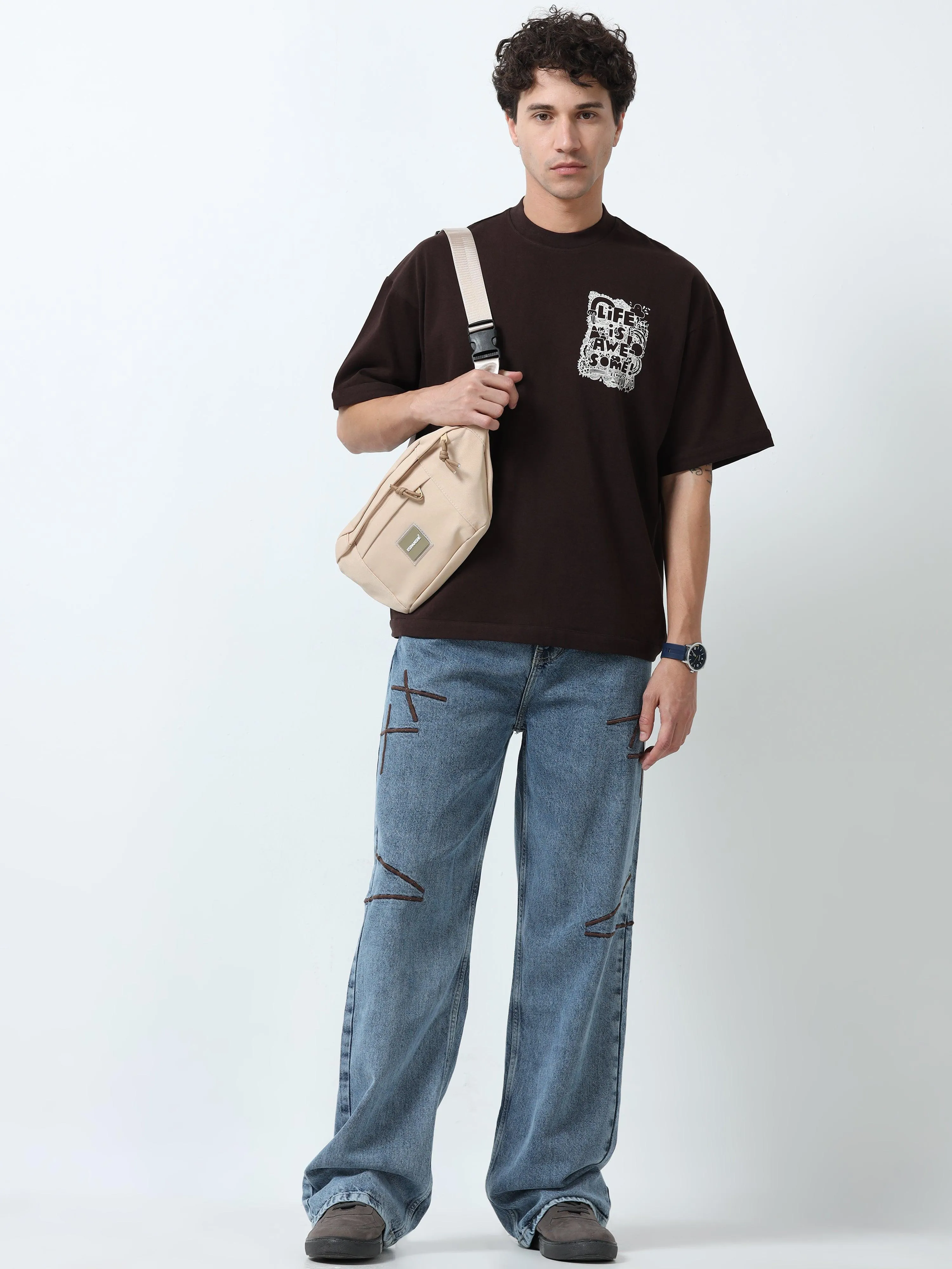 Imogen - Embroidered Loose fit Jeans - Blue