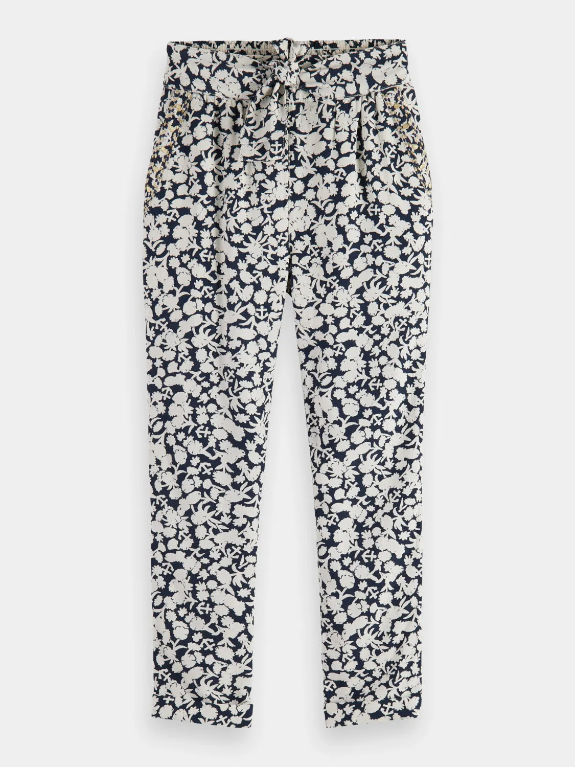 Kids - Printed and embroidered tapered-fit pants