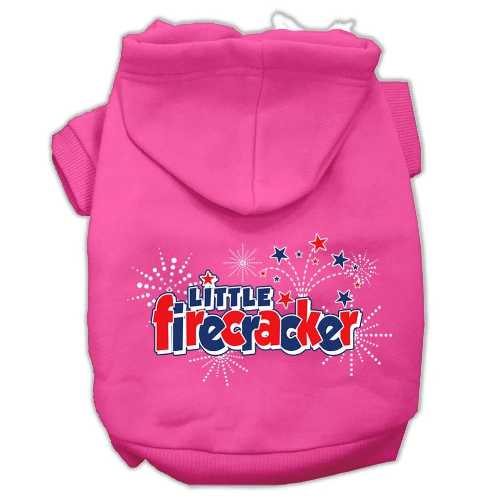 Little Firecracker Screen Print Pet Hoodies Bright Pink Size L (14)