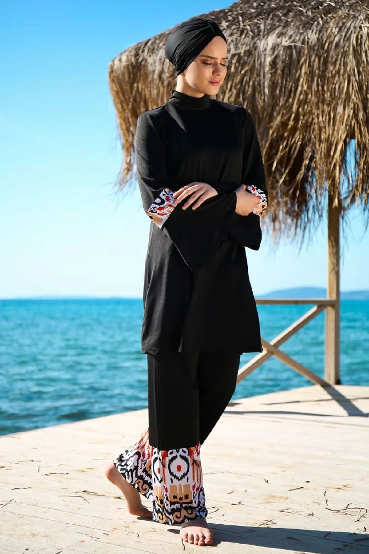 Lycra Black Burkini Modest Swimwear 1961