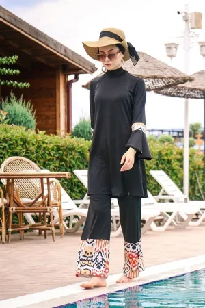 Lycra Black Burkini Modest Swimwear 1961