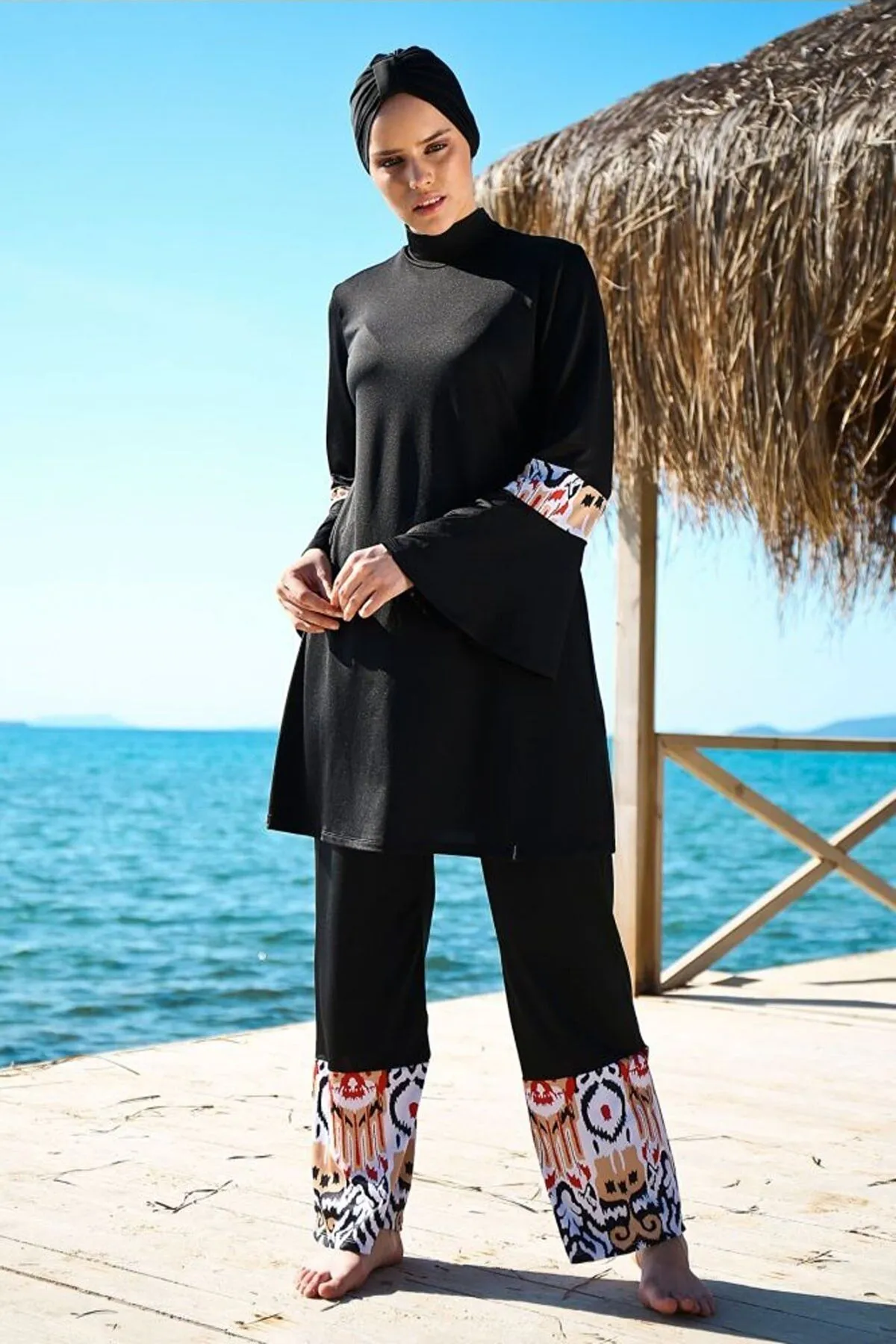 Lycra Black Burkini Modest Swimwear 1961