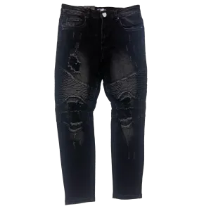 Men's Premium Distressed Black Wash Distressed Denim Jeans