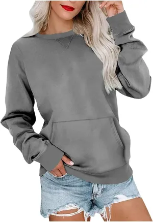 midelxp Crewneck Sweatshirts for Women Cute Long Sleeve Fleece Pullover Tops Casual Loose Fit Y2k Hoodie Fall Clothes 2024