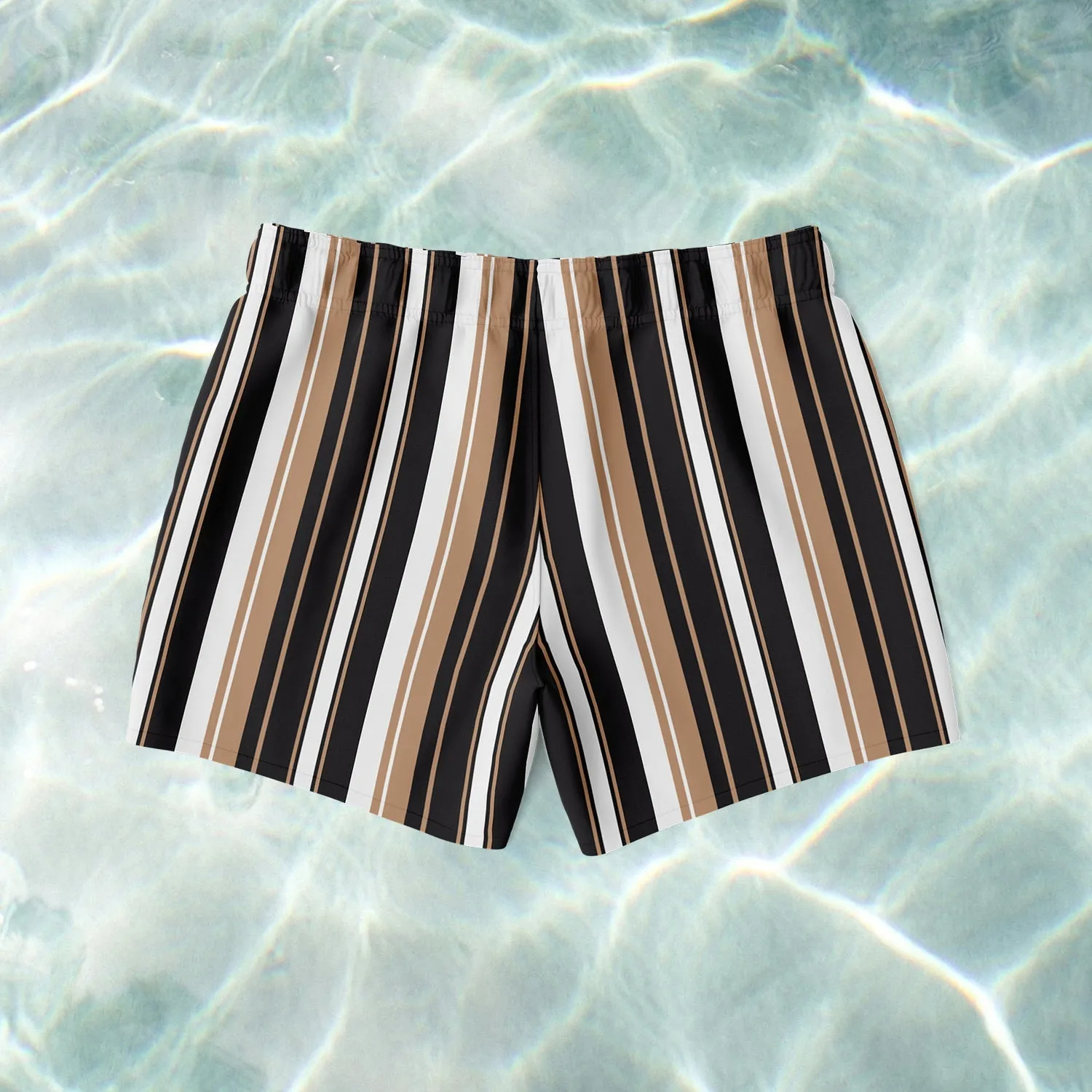 Mocha Stripe Swim Shorts
