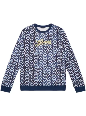 Navy Floral Tile Print Active Top (7-16)