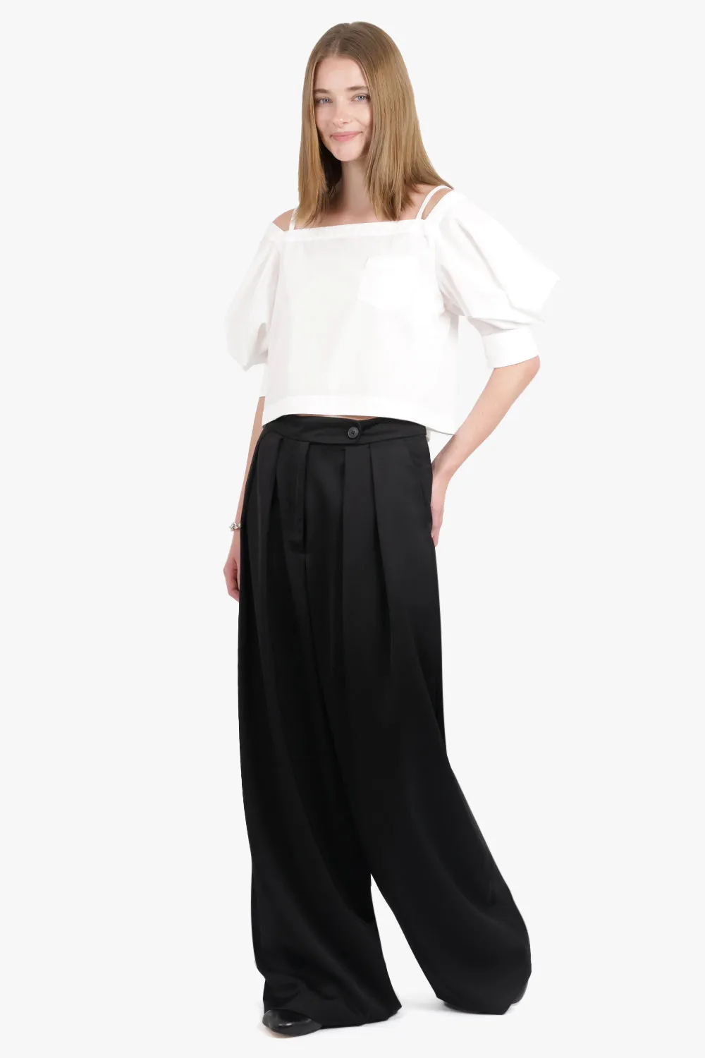 Pamplona Wide Leg Pant Cotton | Black