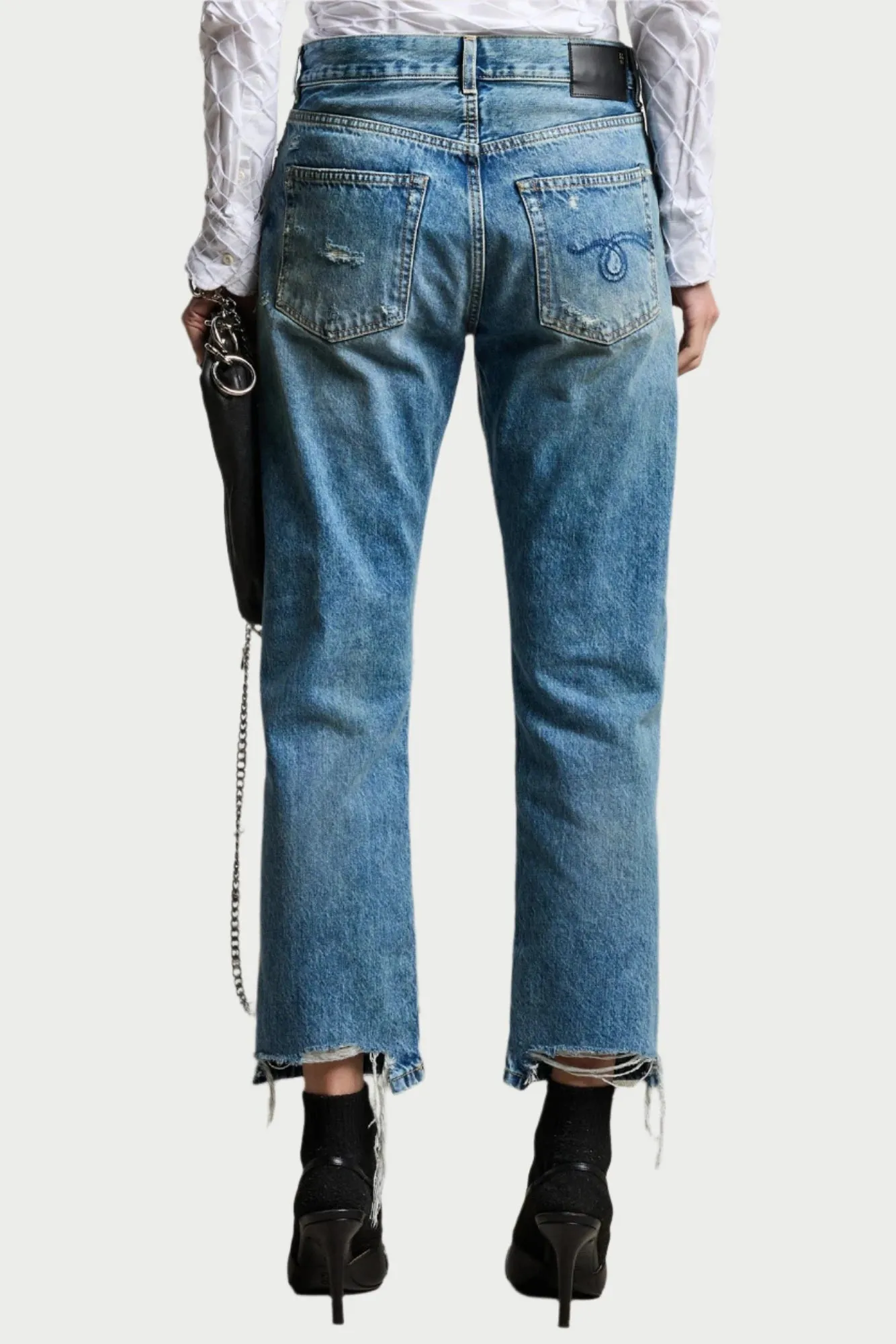 R13 Boyfriend Jean in Bain Blue