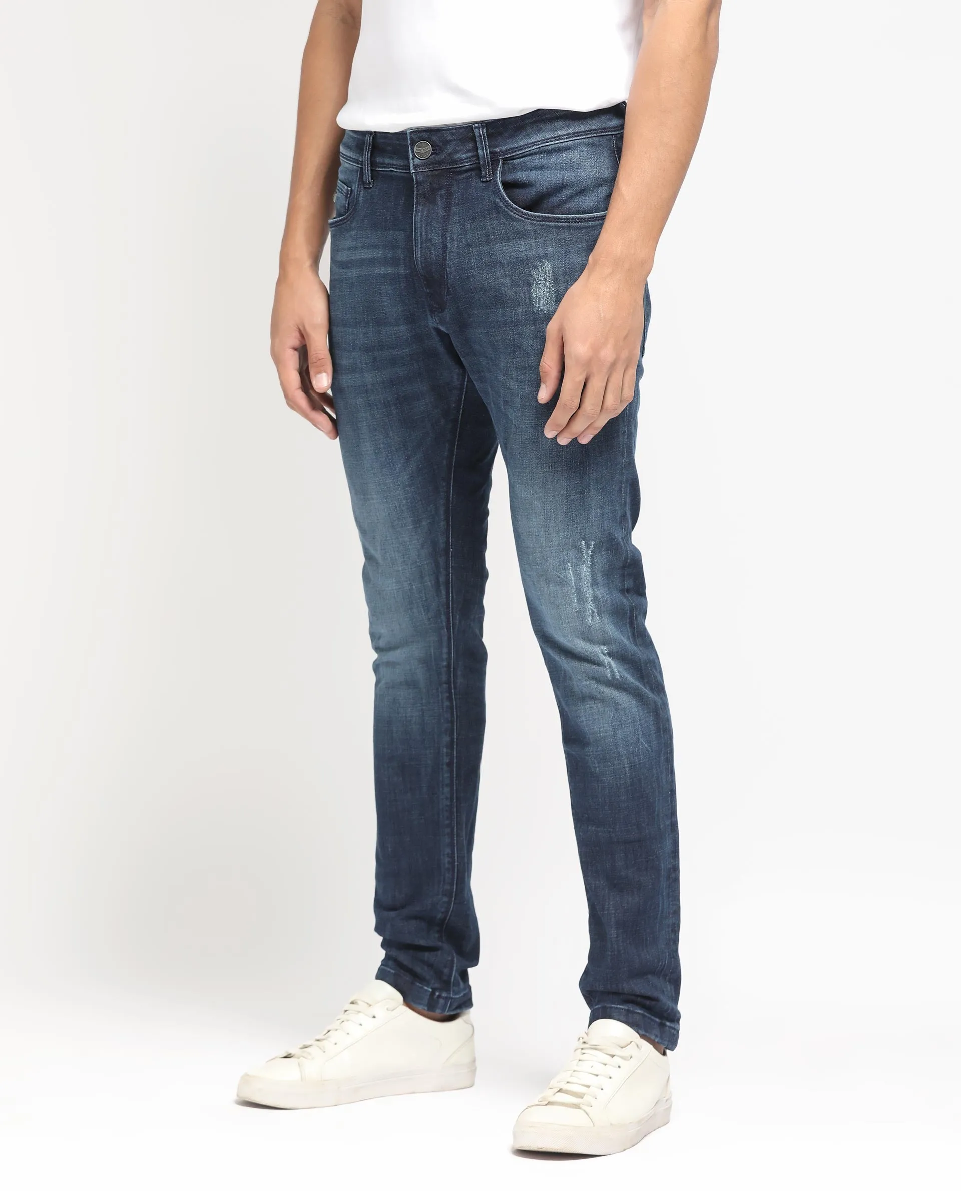 Rare Rabbit Men's Reims Light Blue Mid Wash Mid-Rise Slim Fit Jeans