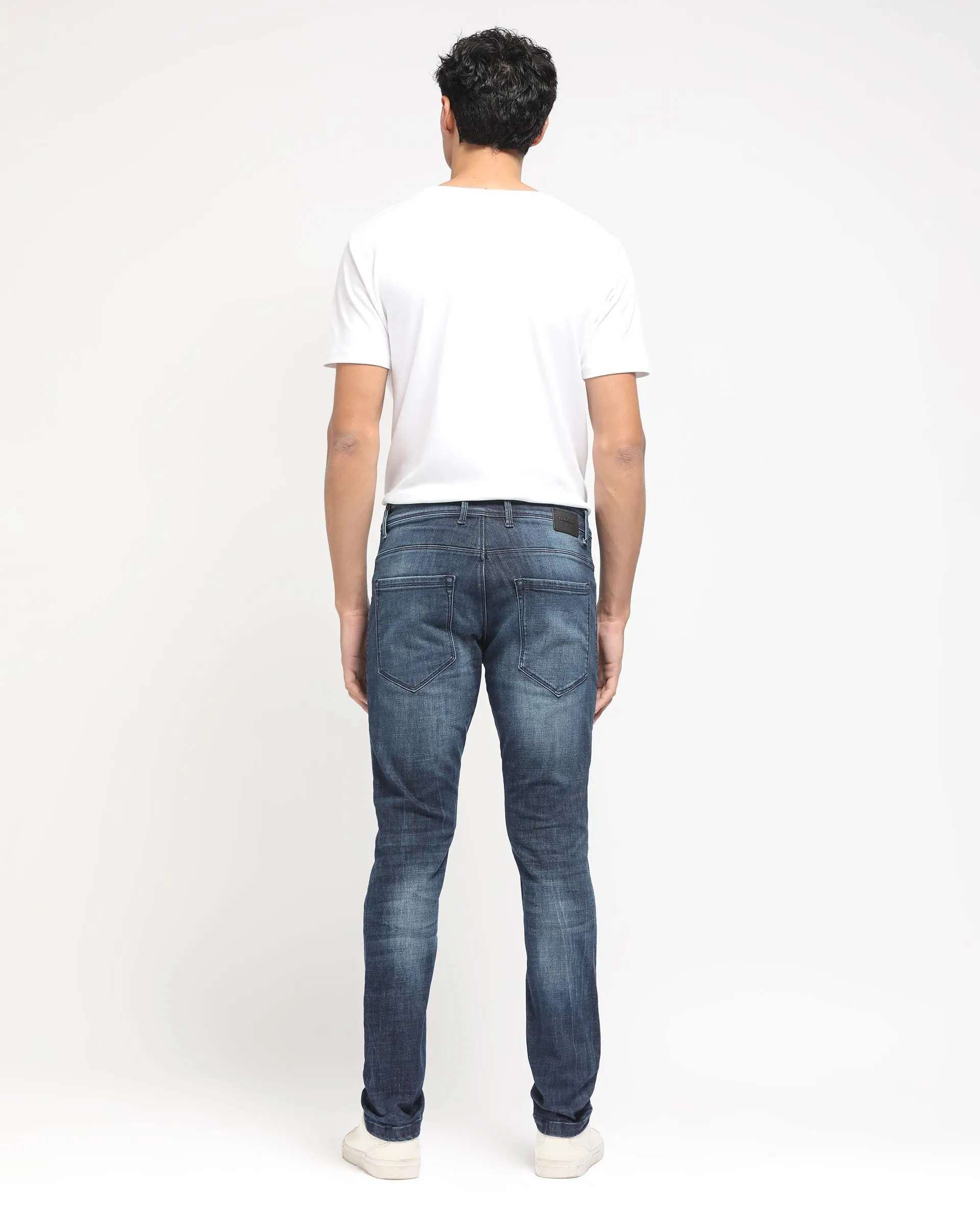 Rare Rabbit Men's Reims Light Blue Mid Wash Mid-Rise Slim Fit Jeans