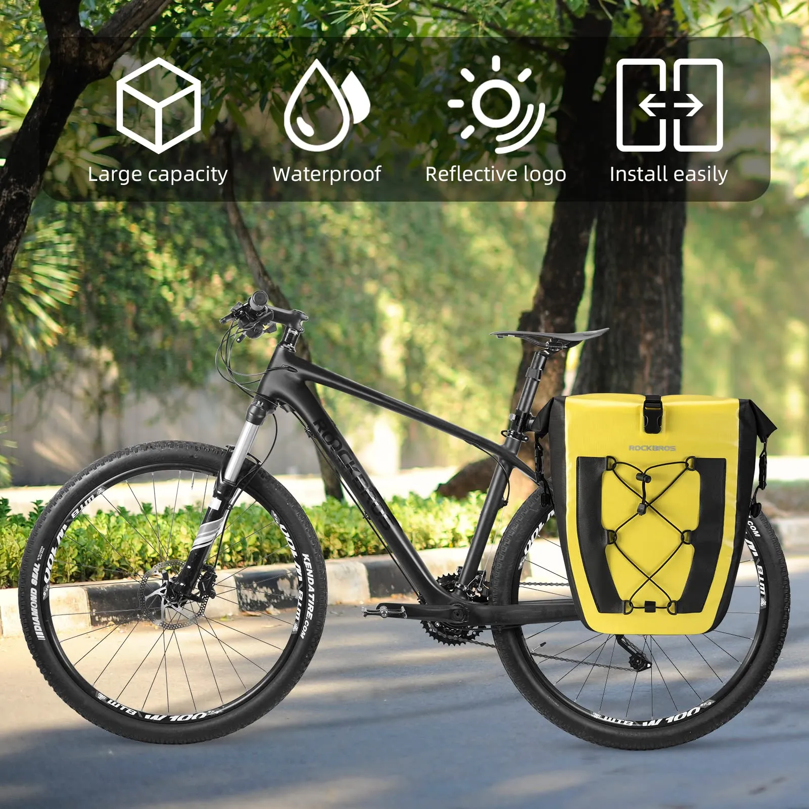 ROCKBROS Waterproof 27L Large Capacity Bike Rear Rack Bicycle Pannier Bag Waterproof