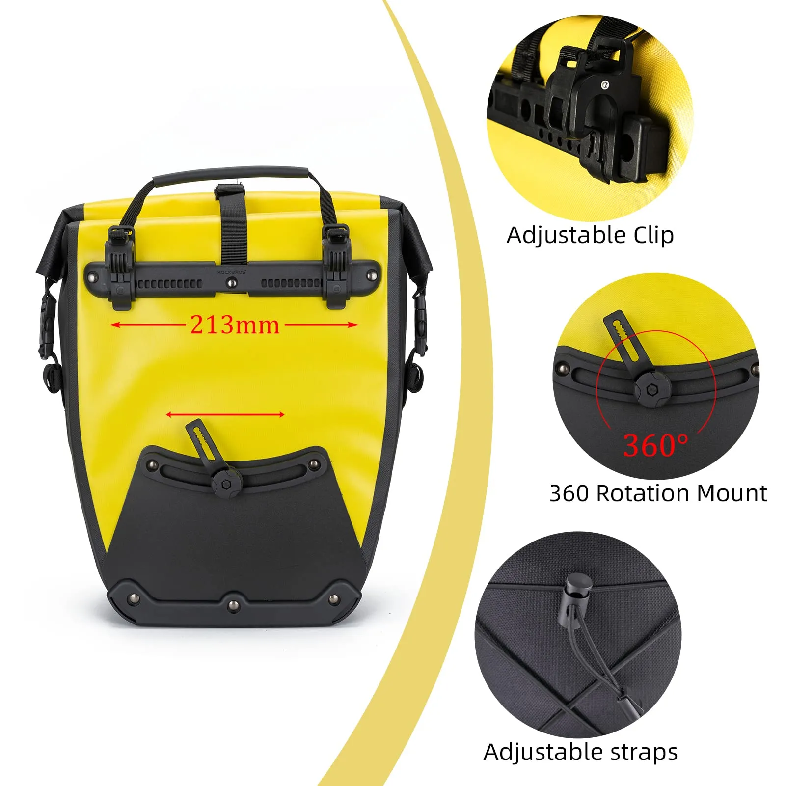 ROCKBROS Waterproof 27L Large Capacity Bike Rear Rack Bicycle Pannier Bag Waterproof