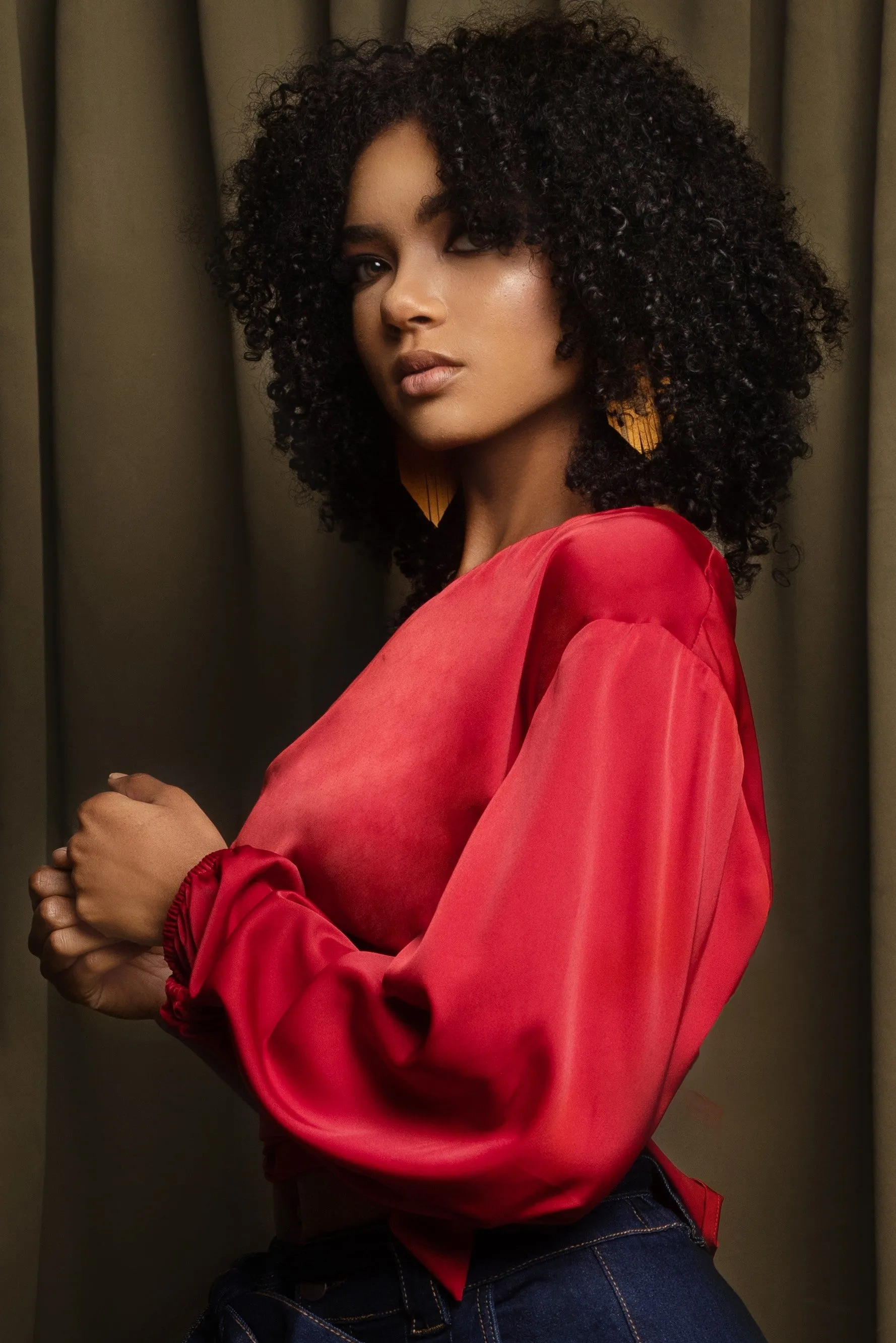 Simone Red One Shoulder Satin Top