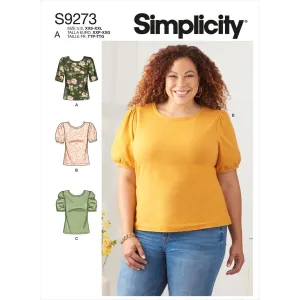 Simplicity Sewing Pattern S9273 Misses' Knit Tops With Scoop Neck & Sleeve Variations