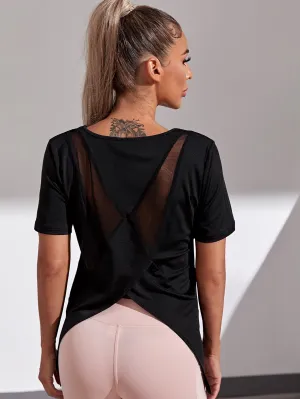 Solid Contrast Mesh Active Tee SS23