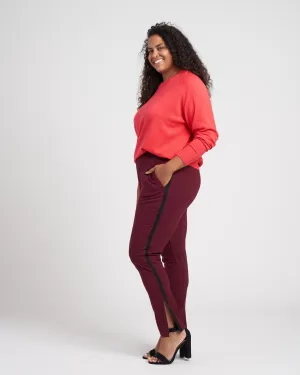 Swag Striped Signature Ponte Pants - Oxblood/Black