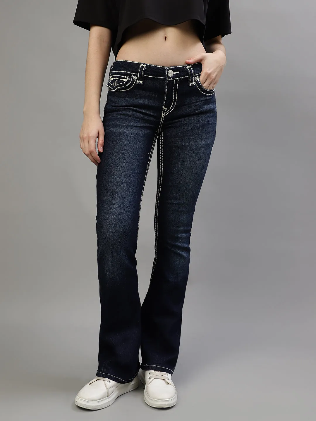 True Religion Womens Super T Joey Skinny Fit Blue Low Rise Jeans