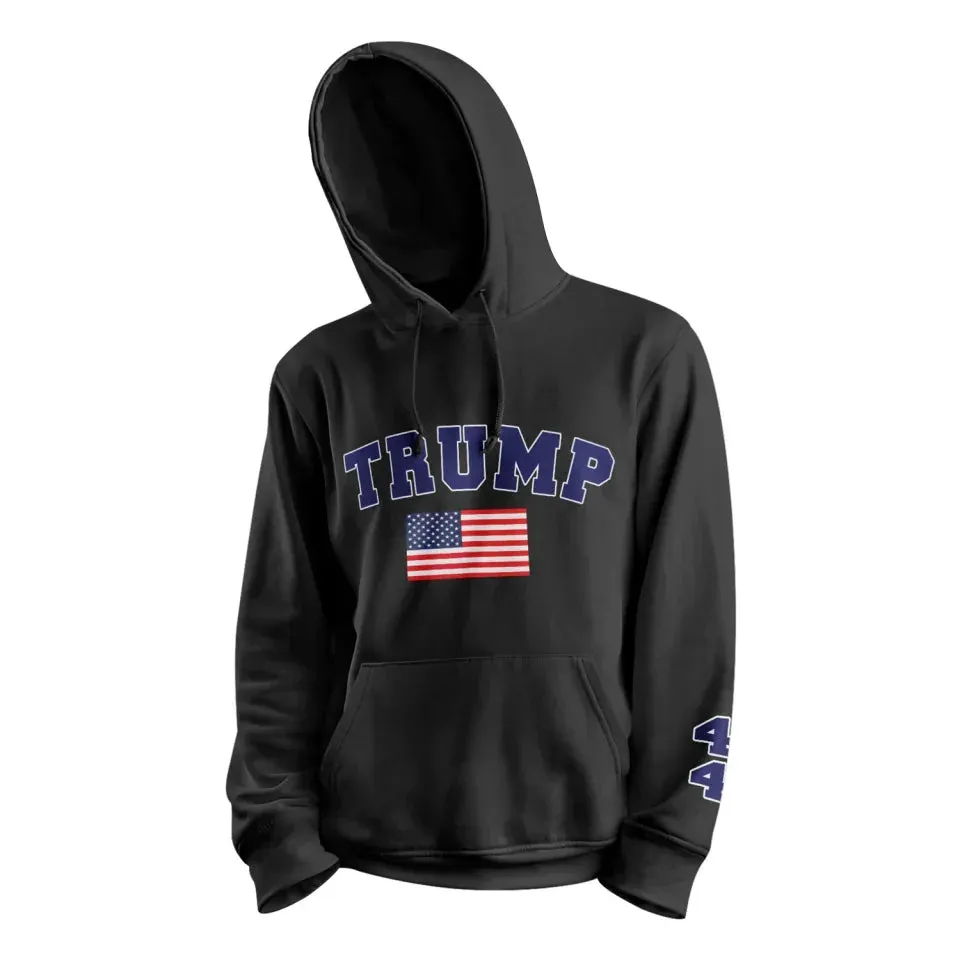 Unique Gift,Personalized Trump 2024 Hoodies, Custom Flag Solid Color Hoodies, Comfortable Unisex Hoodies