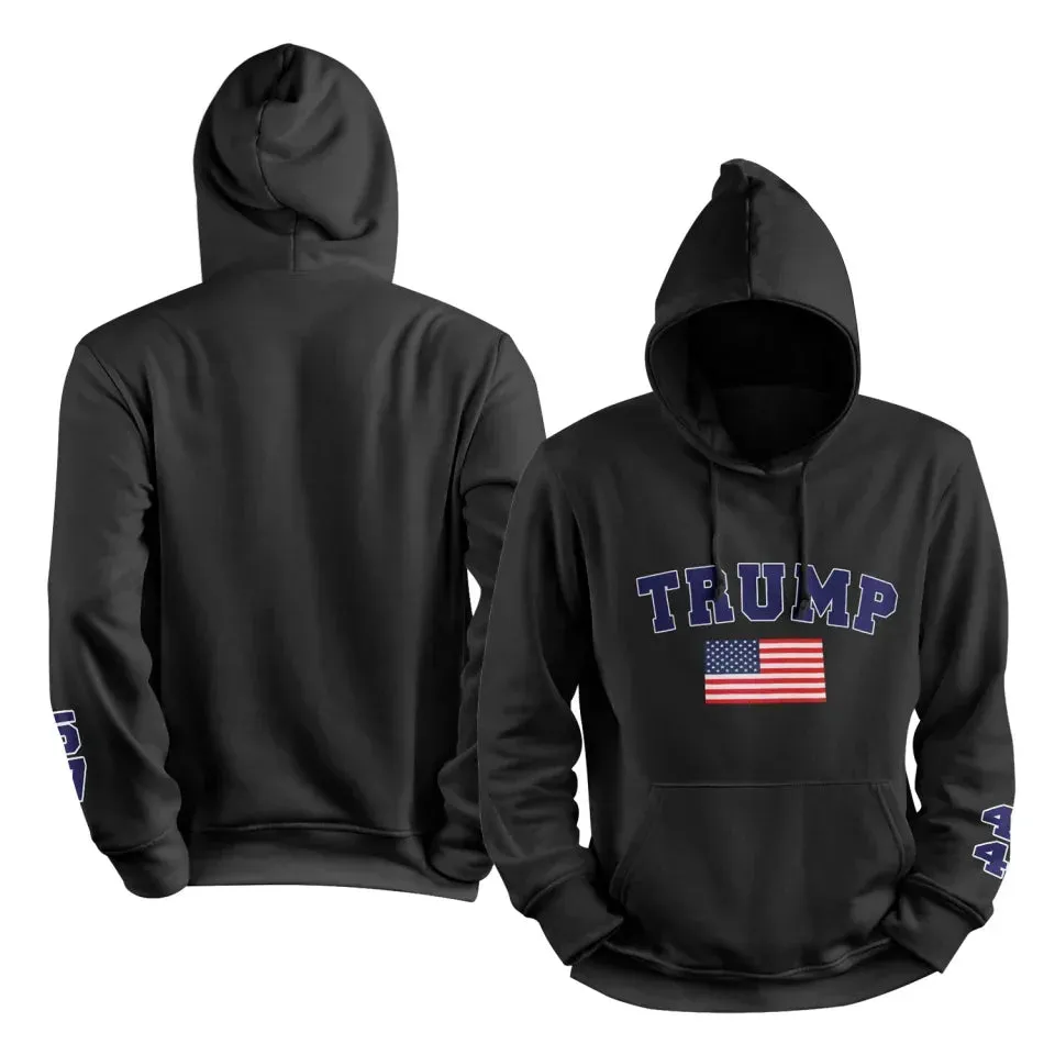 Unique Gift,Personalized Trump 2024 Hoodies, Custom Flag Solid Color Hoodies, Comfortable Unisex Hoodies