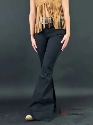 VIBRANT BLACK FLARE DISTRESSED