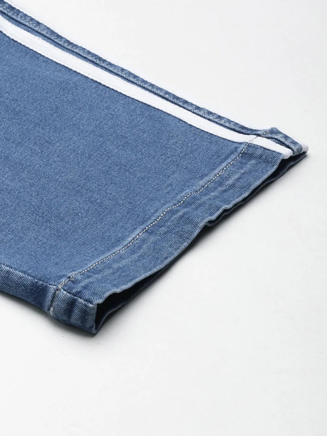 Women Blue Solid Wide Leg Denim Jeans