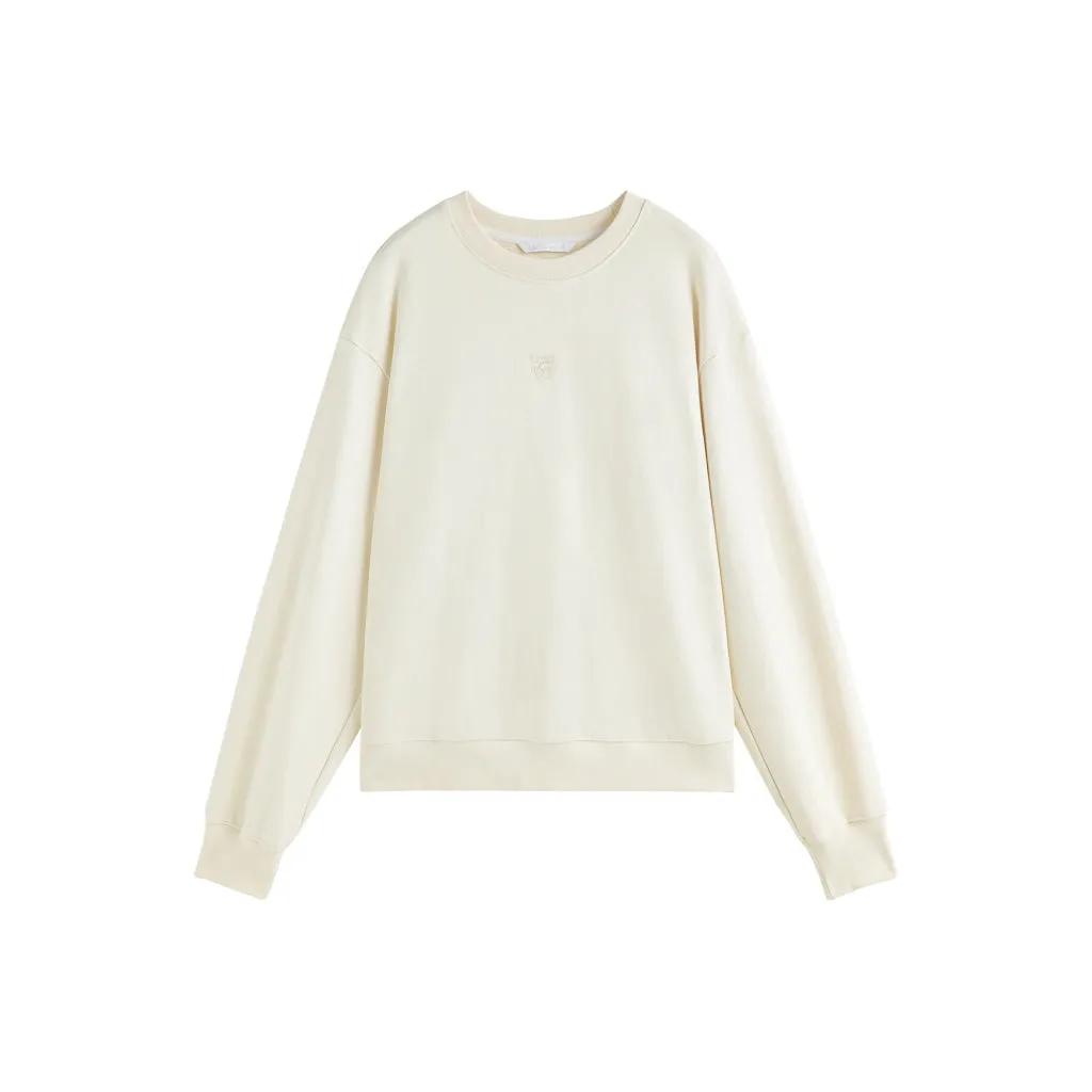 Women's Casual Beige Drop Sleeve Cotton Pullover