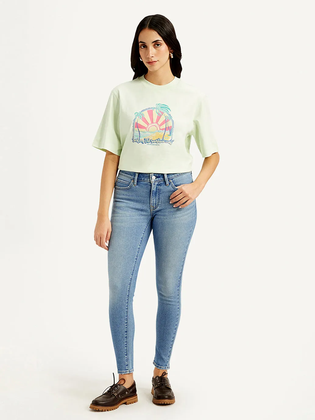 Women's Mid Rise 711 Skinny Light-Blue Jeans