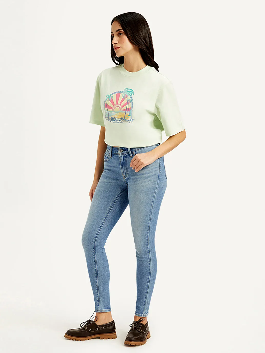 Women's Mid Rise 711 Skinny Light-Blue Jeans