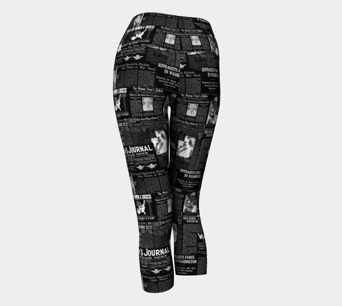Women's Suffrage Headlines Yoga Capris