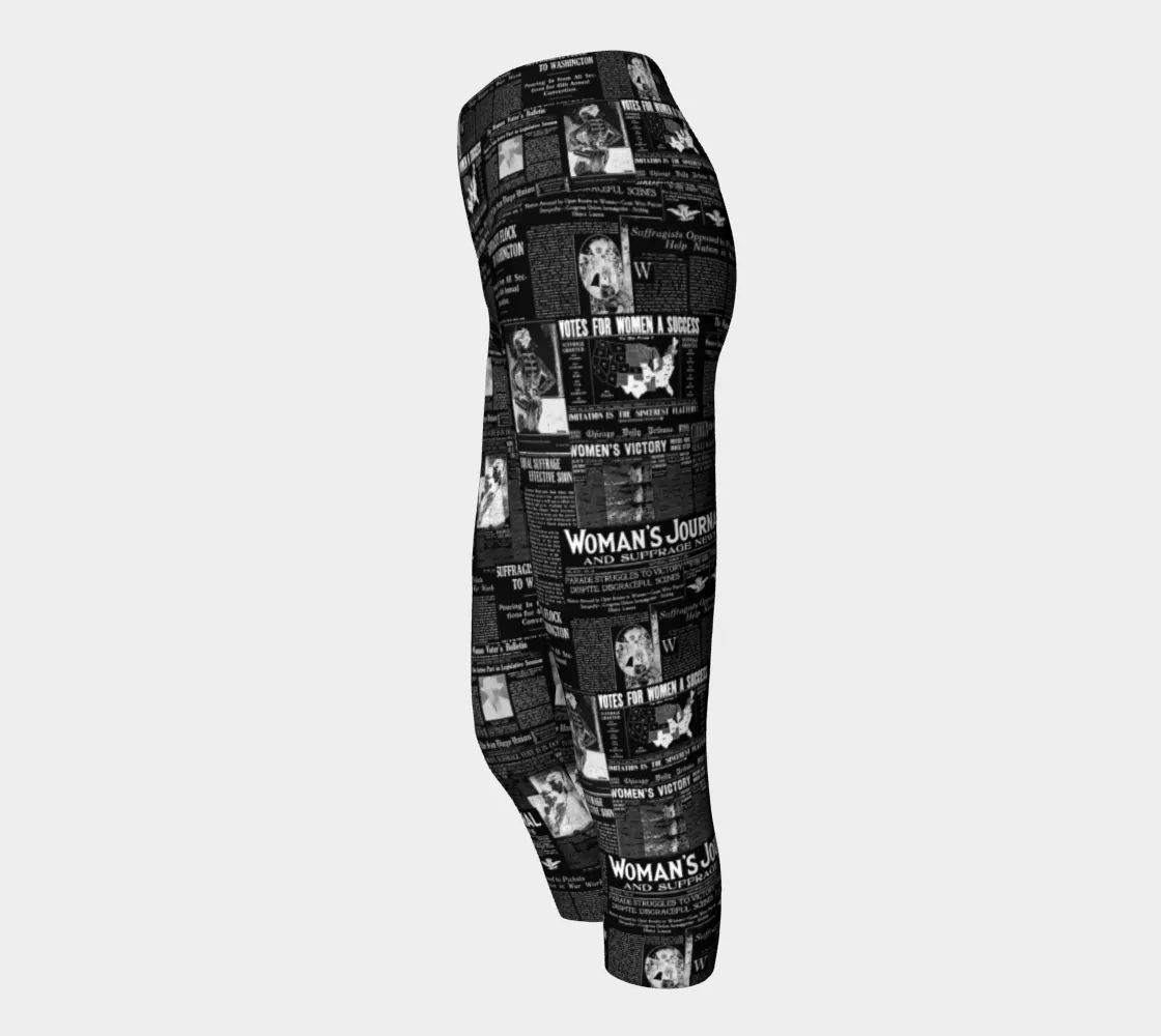 Women's Suffrage Headlines Yoga Capris